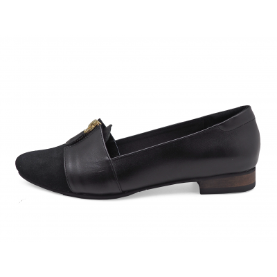 Women Courts Flat HSC-74 Black Suede-Black Nappa